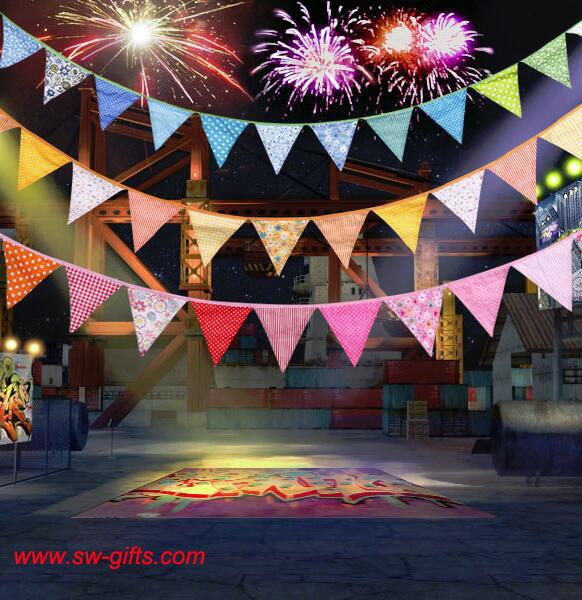 Quality Event Party Supplies Birthday Wedding Christmas Decoration Multi-Color Fabric Bunting Penn for sale