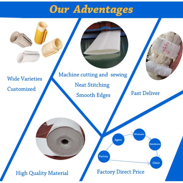 1.8 mm Thick Professional Filter Bag for Flour Mill Dust Collector 300 N/cm2 Intensity