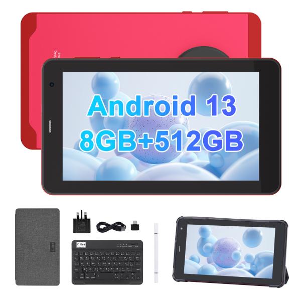 Quality C Idea 7 Inch Android 13 Tablet, Dual Cameras, Sim Support, Touch Screen Tablets For Students – CM518pro Red for sale