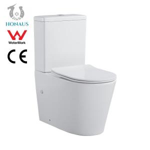 China Floor Mounted Dual Flush Round Two Piece Toilet Bowl Water Saving on sale