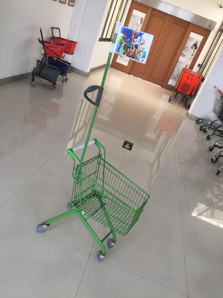Quality Carbon Steel Play Kids Shopping Carts Flag Logo Pole 465 X 330 X 686mm For Children for sale