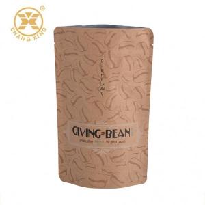 China OEM design Free sample Zip-lock resealable Stand up Doy pack kraft coffee bags with valve wholesale