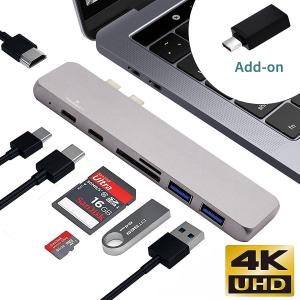 China USB C Hub for New MacBook Pro 2016, 2017, 2018, 13&quot; &amp; 15&quot; only, Thunderbolt 3 Aluminum Dual USB Type C 2-port USB C 3.0 wholesale