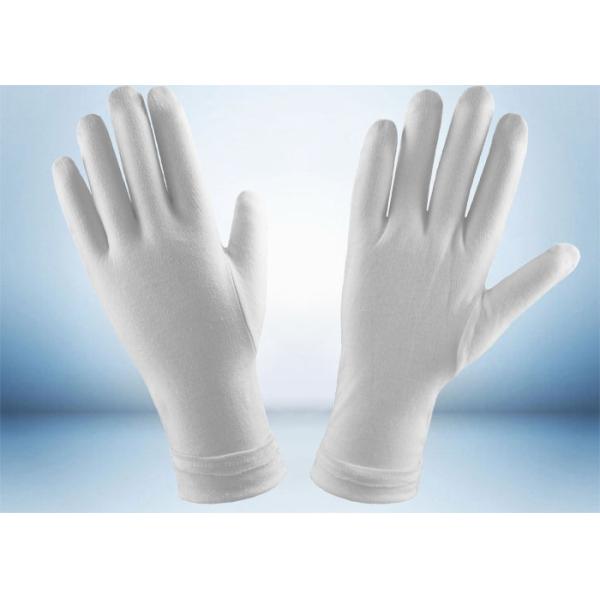 Bleached White Cotton Cosmetic Gloves Ecological Textile Fabric 23cm Length