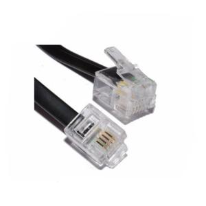 Shielded RJ12 to RJ12 6P6C Telephone Cable 24AWG Black PVC