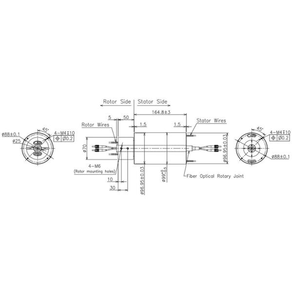 Reliable Performance Fiber Optic Rotary Joint , Integrate Power Slip Ring