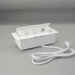 Whole white aluminum panel pop-up desk mount socket with usb outlet