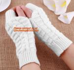 fashion Cute Faux Rabbit Fur Hand Winter Warmer Knitted Fingerless Gloves Mitten