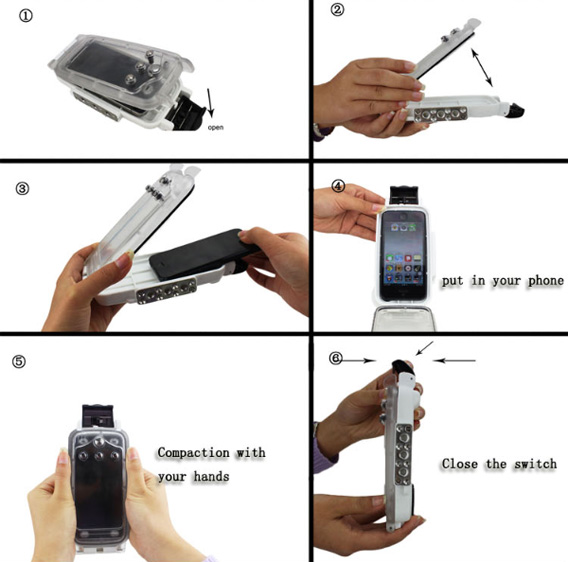 100% Test And Vertify IPX8 40Meters Waterproof Iphone 5/5S Camera Case User Guide Included