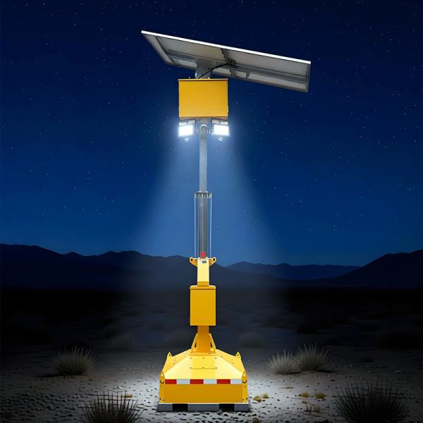 Portable Solar Light Tower Generator Durable Battery Bank Robust Construction Makes Towable Light Tower