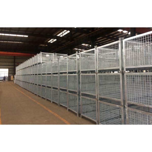 A50: Stackable and Foldable Storage Steel Wire Mesh Pallet Cage work bin wire mesh pallet container