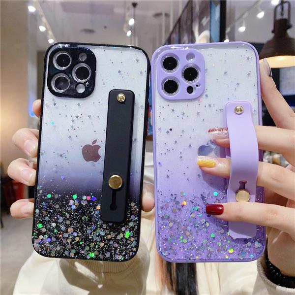 Quality Wrist Strap Glitter Star Camera Protector Case For IPhone 12 Pro Max for sale