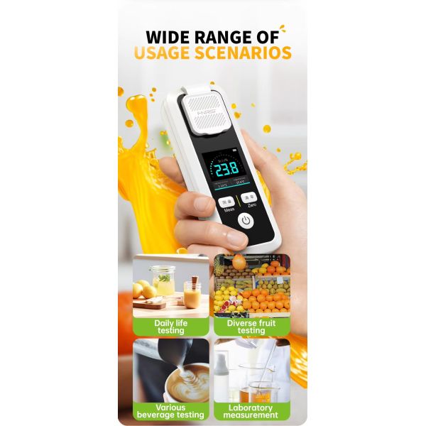 YAGO JBM-10 IPX6 Waterproof Digital Brix Refractometer with 0-32% Brix Range and ±0.01 Ri Accuracy for Sugar, Juice, and Beverage Testing