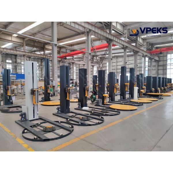 12-30 Pallets/Hour Pallet Wrapper Powered Pre Stretch Film Carriage