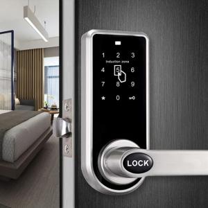 Brushed Electroplated Zinc Alloy Half-Auto Touchscreen Smart Hotel Door Lock Code RFID Card Access Optional Bluetooth