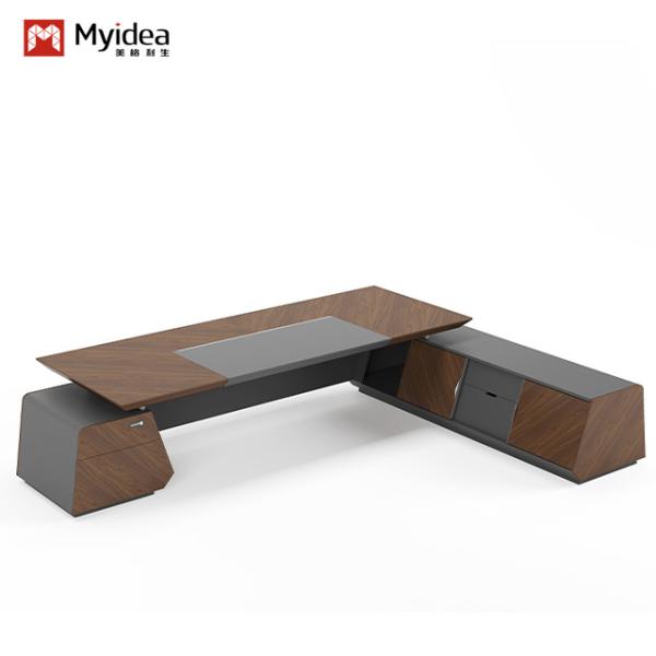 Quality Modern Luxury Boss Office Desk Large Wooden MDF Panel Desk in Dark Colors Classic Design for Office Use Support customization for sale