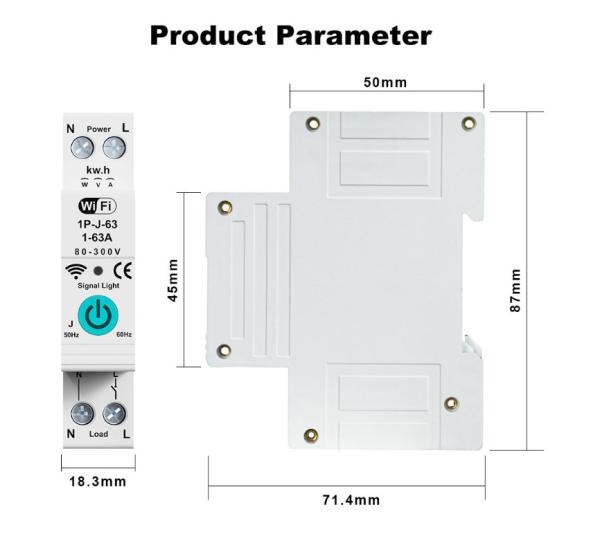 Quality Tuya WiFi Smart Circuit Breaker Switch Single Phase Metering Over Current Remote Mobile Control Timer multiple functions for sale