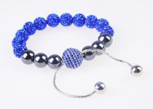 Succinct and elegant blue and silver beads shamballa crystal beaded bracelets