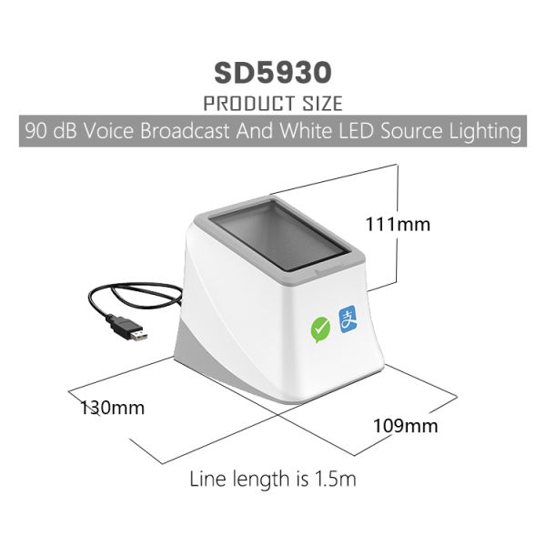 WCMI SD5930 High Performance Wired 1D Reader Desktop Barcode Scanner Alipay Bar Code Reader