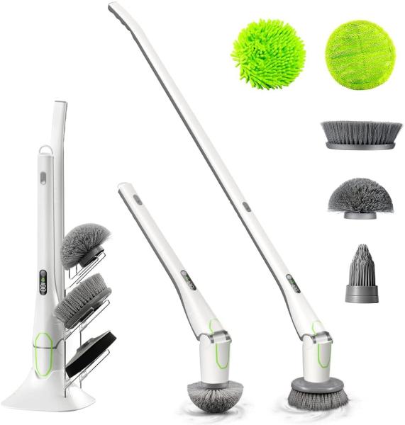 Quality Electric Spin Scrubber, 360° Floor Scrubber Power Brush , 2 Speed HD LED Display, with 6 Replaceable Brush for sale