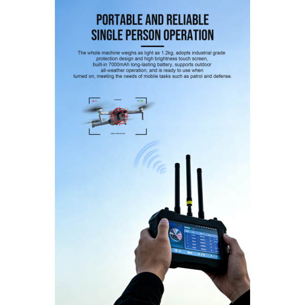 Portable 70MHz–6.2GHz Drone Detection System | 1.5km Range, Multi-Model Recognition, Team Collaboration & Analog Video Monitoring