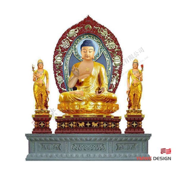 Temple Buddha Custom Large Buddha Statue with Bronzing Process Casting Technique