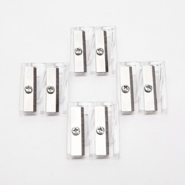 Double Hole Plastic 25mm Manual Pencil Sharpener Transparent