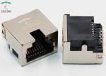 Female Low Profile RJ45 Connector R / A Offset / Overhangs PCB Thru - Hole