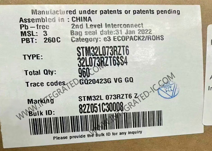 China Microcontroller MCU STM32L073RZT6 Ultra Low Power ARM Microcontrollers 32MHz CPU wholesale