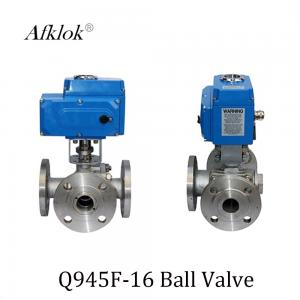 China Stainless Steel Sanitary 3 way flange Electric Motor Ball Valve on sale