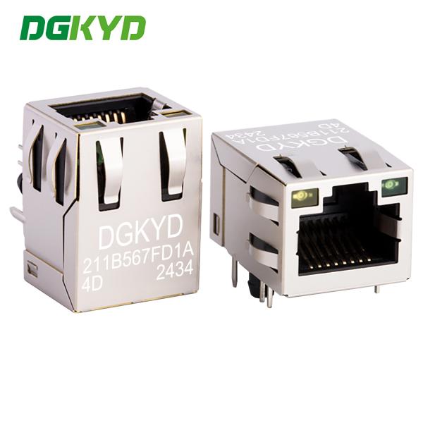 Quality 100M BASE-Tx RJ45 Ethernet Jack PCB Jack Shielded DGKYD211B567FD1A4D for sale
