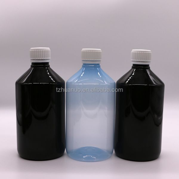 500mL/16.9oz PET Plastic Syrup Bottle Liquid Supplement Medicine Container with Lids