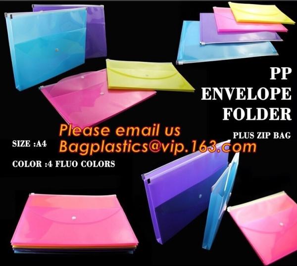 Quality pp envelope pocket folder custom cute printed a4 plastic document carrying file folder bag for sale