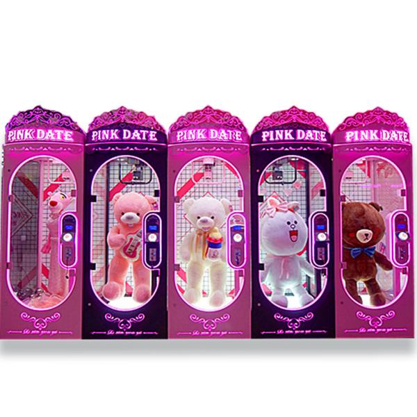 Quality Coin Operate Gift Vending Machine / 3S Pink Date transparent Visual High End Toy Cutting Prize Machine for sale