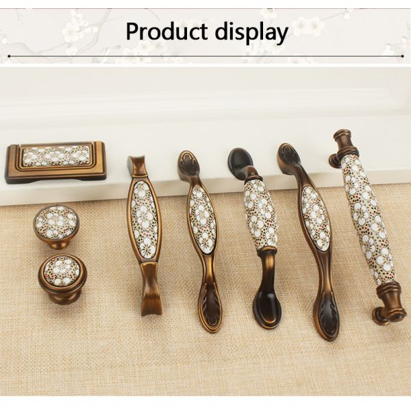 Flower Ceramic Retro Decorative Cupboard Door Handles