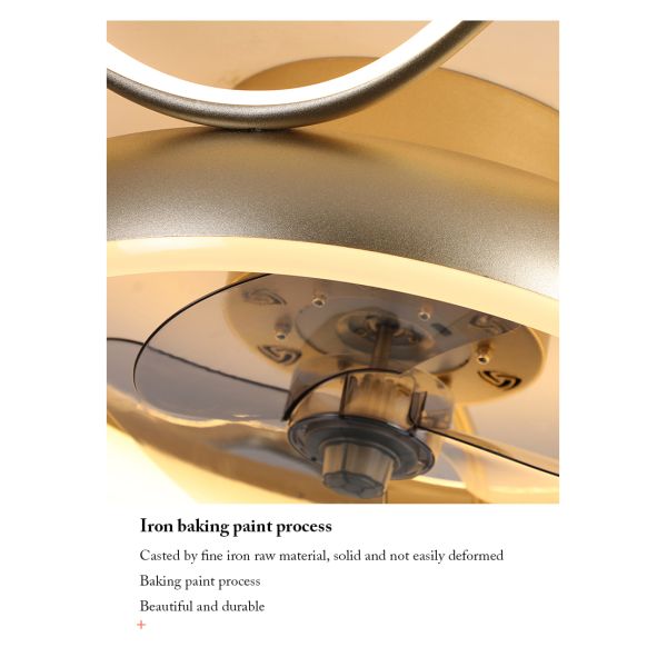 36W Modern Decorative LED Ceiling Fan Lamp Adjustable Wind Speed With Remote Control Sand Gold Indoor Lighting Bedroom