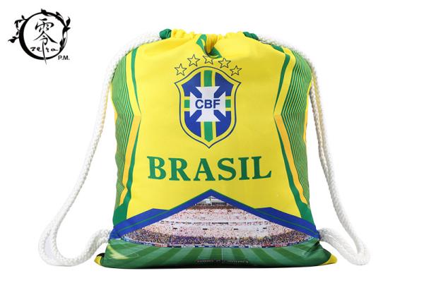 Quality Brasil Printed Cinch Sack Drawstring Backpack Big Size Waterproof Patterned With Thick Ropes for sale