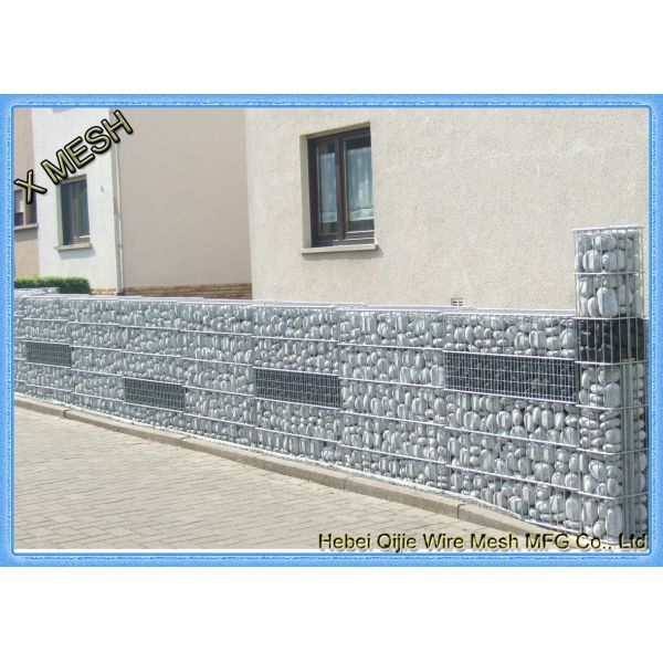 5mm Wire Gauge Welded Gabion Baskets Silver Galfan For Architectural Cladding