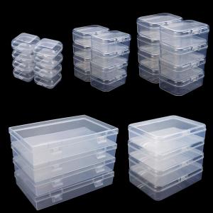 China Rectangular Empty Mini Clear Plastic Organizer Storage Box Containers With Hinged Lids For Small Items Craft Box wholesale