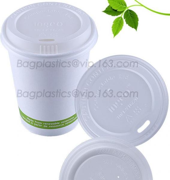 reusable plastic coffee cups made by 100% compostable materials,12oz PLA-lined hot coffee plastic cups PLA cups bagease