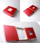 Creative red color magnet gift packaging box with gold foil, EVA foam with black
