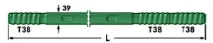 T38 Thread 1830mm Length Diamond MM Extension Rod For Construction Machinery