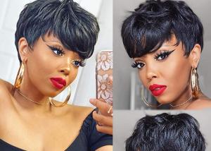 China Short Natural Human Hair Wigs For Black Women Without Any Glue wholesale