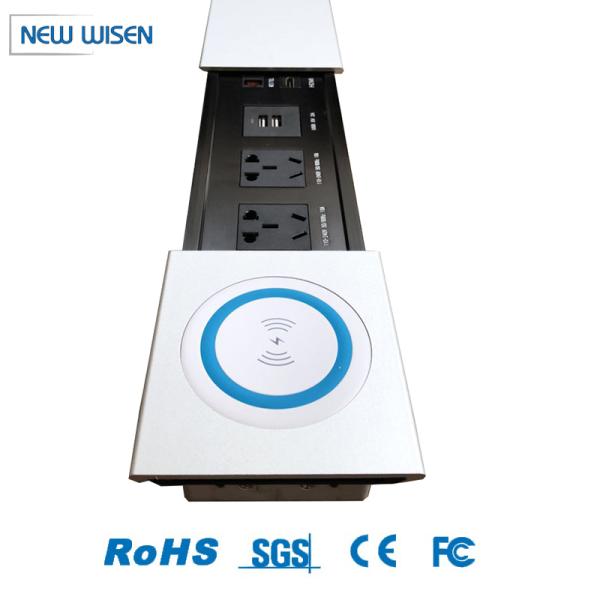 Sliding Cover Power Desk Electrical Outlet Socket Box With Dual USB Wear Resistant