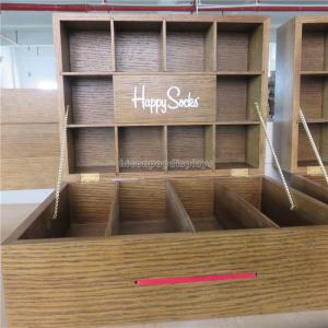 China Wood Clothing Store Fixtures , Table Top Lockable Cotton Socks Display Case wholesale