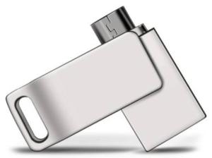 China Metal U-disk for Computer &amp; Mobile Phone Dual purpose USB2.0 Mciro USB OTG Rotating flash drive A+chip Customized LOGO wholesale