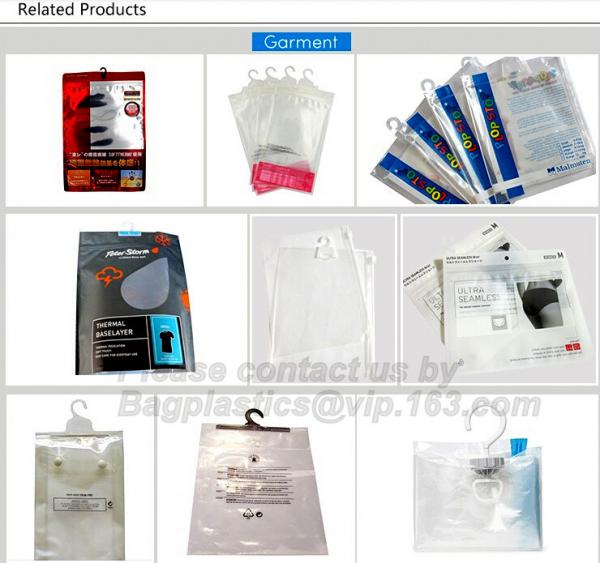 Hooking Plastic Bag For Clothing Clear PVC Pouch With Slide or Self Sealing Zipper,bag for swimwear pvc bag with hook fo