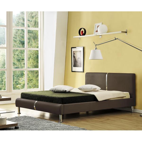 EN1725 Upholstered Bed Frame PU Leather Plywood With Steel Legs