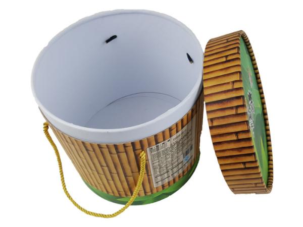 Quality Bucket Shape Cardboard Box CMYK Colors Printing Carton Box Customized Gift Box Packaging with Handle for sale