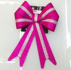 China Metallic PVC Holiday Decoration Ribbon Bow Tie , wrapping glitter ribbon bow wholesale